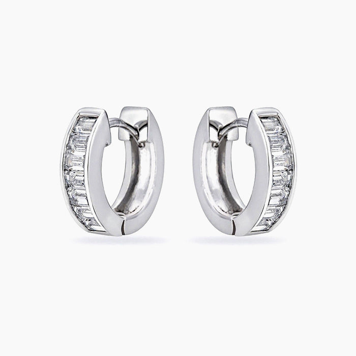 Ashlee White Channel Set Hoop Earrings