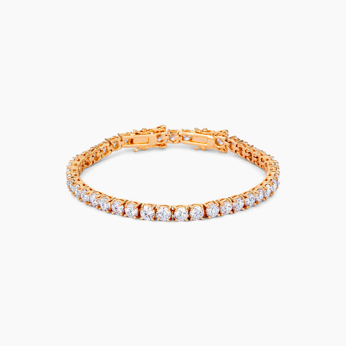 Gold Plated Tennis Bracelet with Shimmering Round CZ