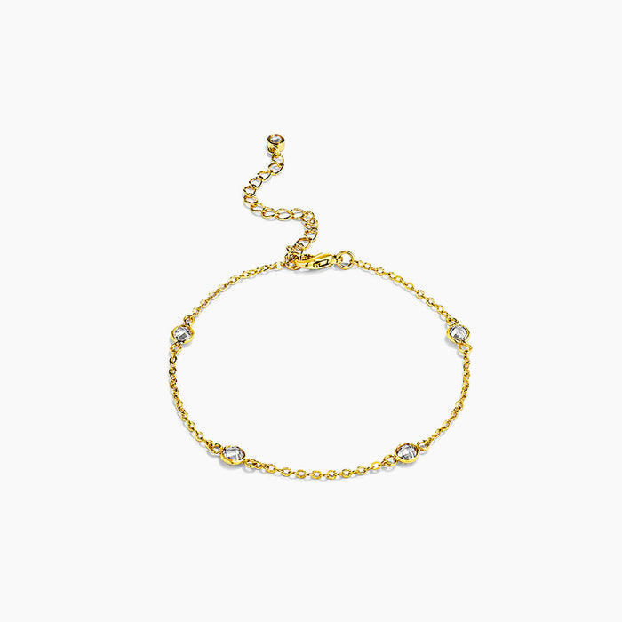 Gold Plated Clear CZ Round Bezel Saturn