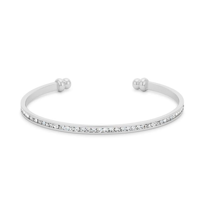 Bonnie Clear Crystals With White Gold Channel Set Cuff