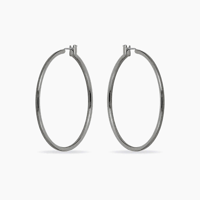 Yasmin White Gold Rhodium Large Hoop Earrings