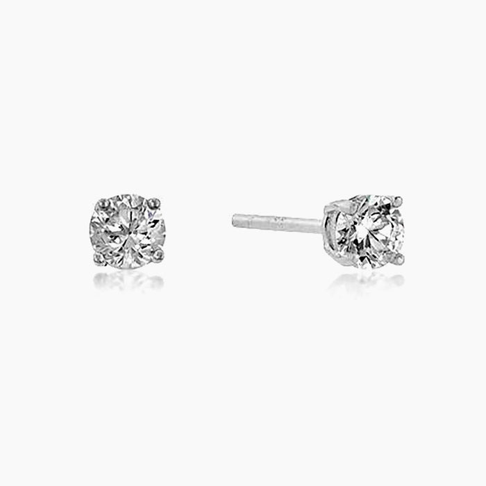 New Sterling Round Cut Silver Studs