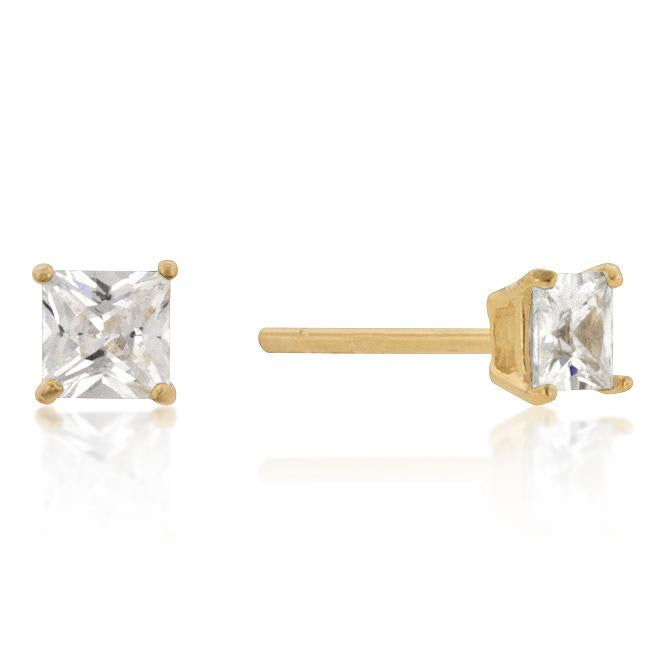 Sterling Princess Gold Studs