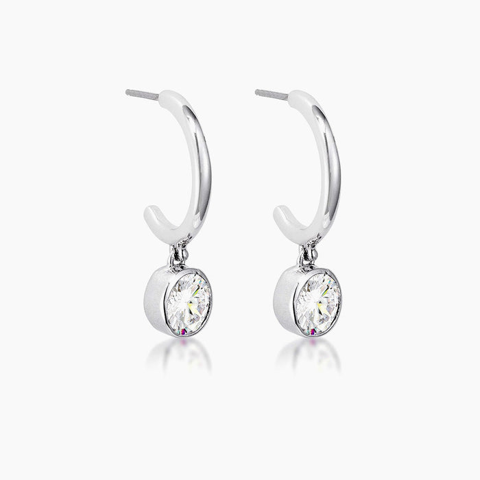 Silvertone Drop Hooplet Earrings