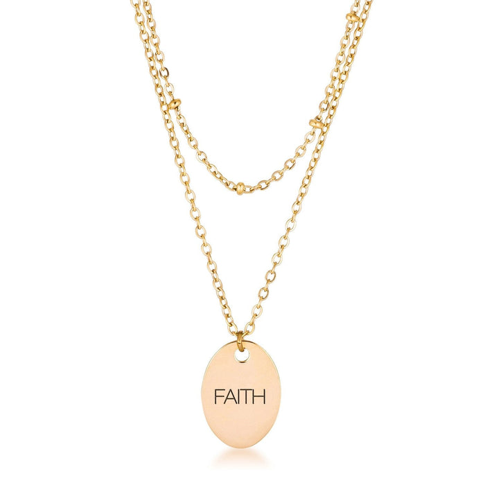 Gold Plated Double Chain "FAITH" Necklace