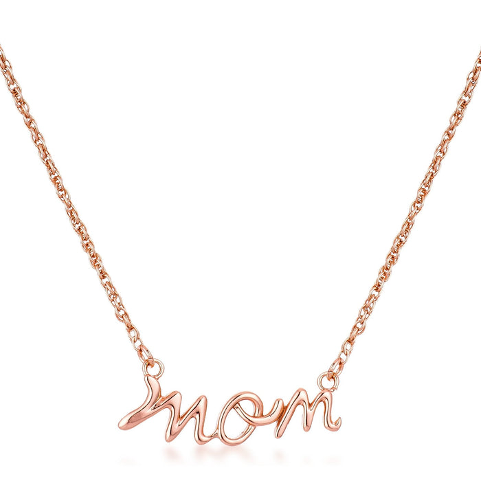 Mom Script Necklace Rose Gold