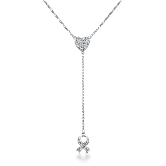 Rhodium Plated CZ "Y" Necklace