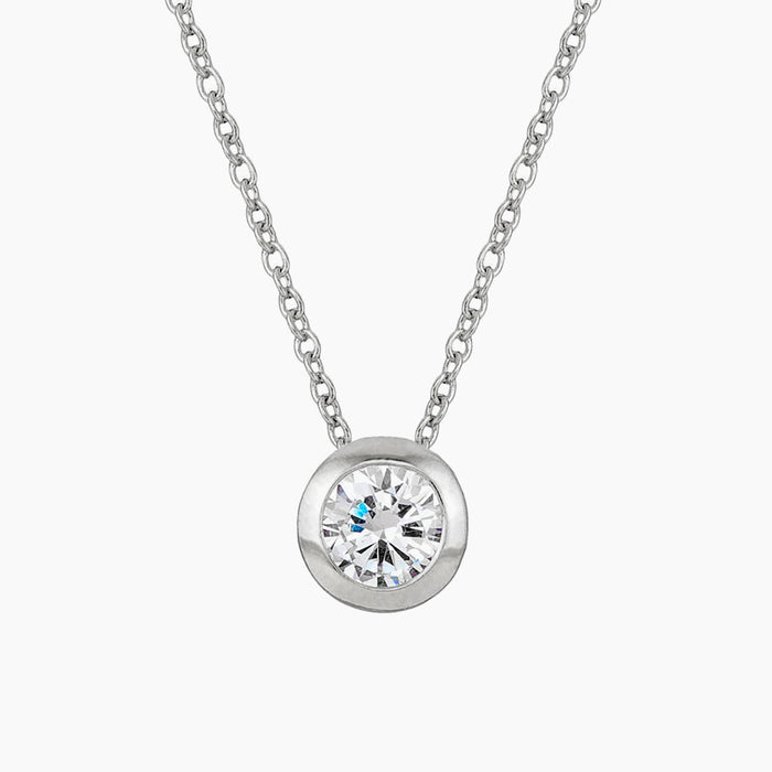 Solitaire Bezel Cubic Zirconia Pendant