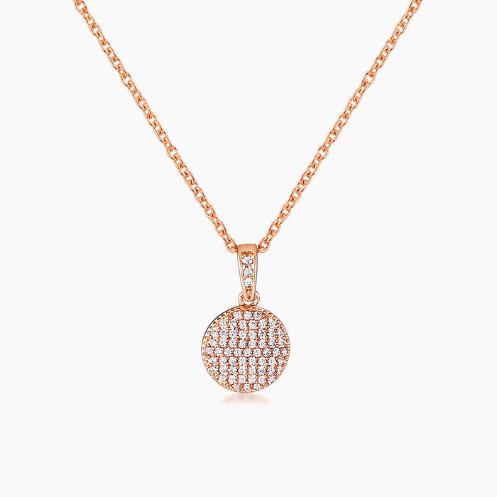 Rose Gold Plated Necklace with CZ Disk Pendant