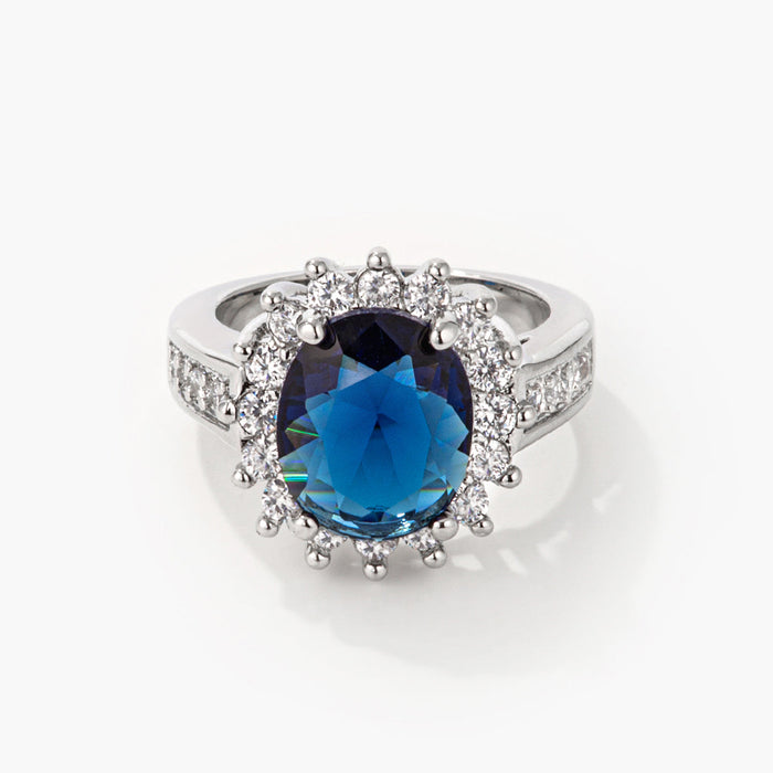 Diana 8ct Sapphire CZ White Gold Rhodium Ring