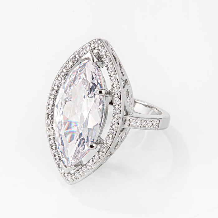 Nina 9ct CZ Marquise White Gold Rhodium Cocktail Ring
