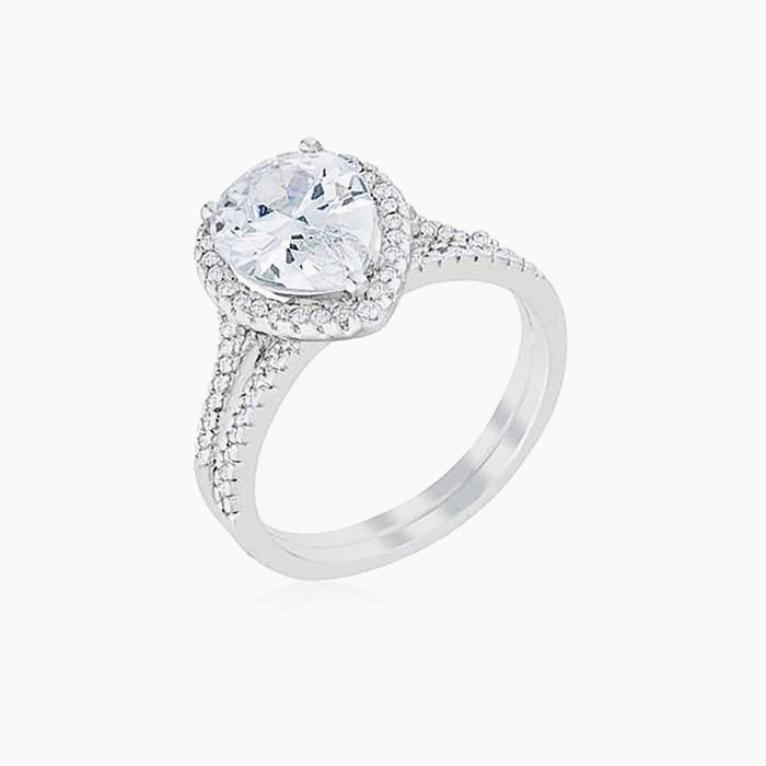 Haley White Gold Pear Wedding Ring Set