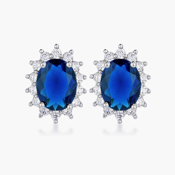 Sapphire Blue Petite Royal Oval Earrings