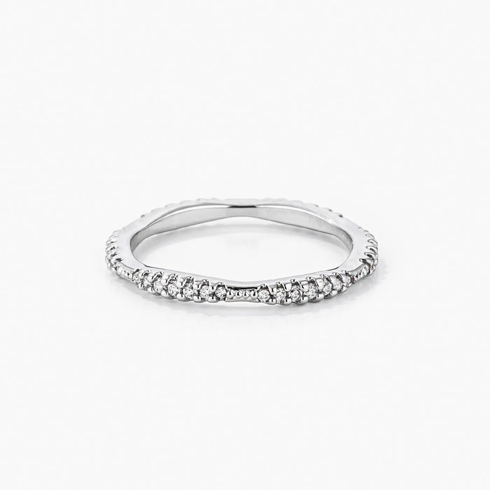 .42Ct Dainty 18k Rhodium Plated Micro Pave CZ Stackable Eternity Ring