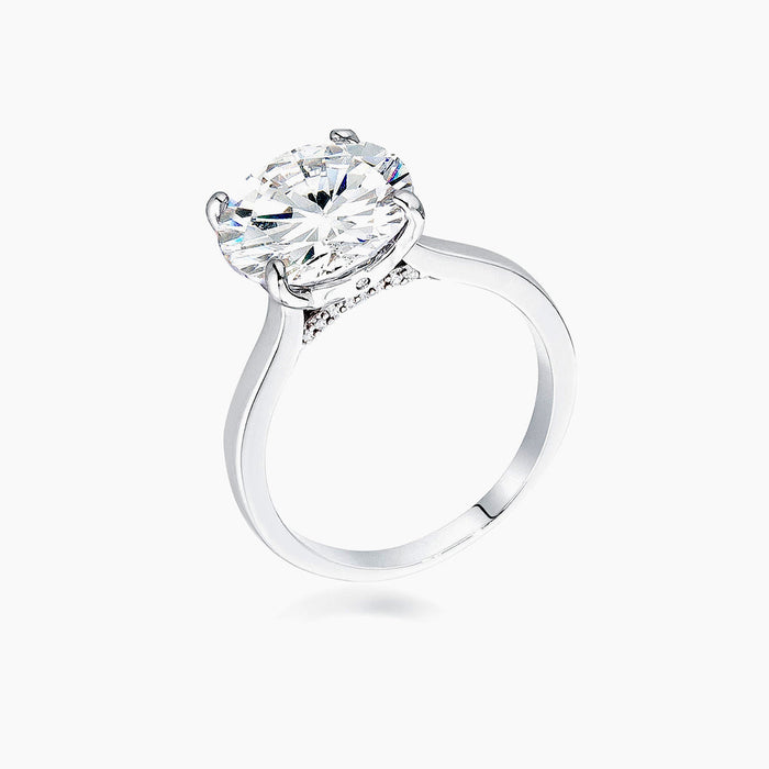5Ct Rhodium Britney Round Solitaire Engagement Ring